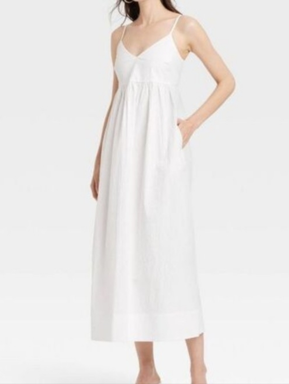 a new day White Seersucker Maxi Dress Size L
